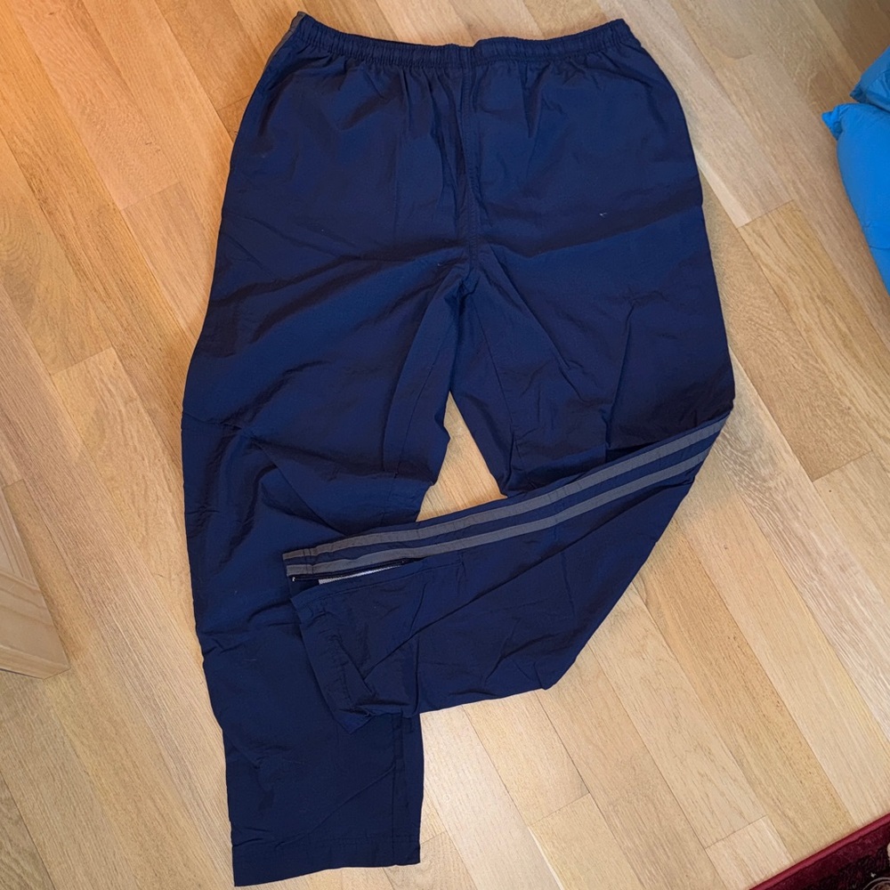 Old Navy Men's Dark Blue Joggers with Gray Double Stripes - Picture 2 of 3